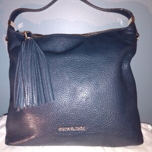 Michael Kors Navy Blue Genuine Pebbled Leather Shoulder/Cross Body bag